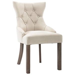 Scaune de bucatarie vidaXL, 2 buc., 53 x 65 x 91 cm, Lemn/Textil, Bej
