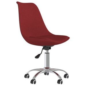 Scaune de bucatarie pivotante vidaXL, 2 buc., 48 x 58 x 81-93 cm, Metal/Poliester, Rosu