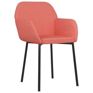 Scaune de bucatarie vidaXL, 2 buc., 54 x 59 x 76 cm, Metal/Catifea, Roz