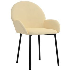 Scaune de bucatarie vidaXL, 2 buc., 58 x 57 x 78.5 cm, Metal/Catifea, Crem