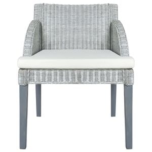 Scaun de bucatarie vidaXL, cu perna, 1 buc., 60 x 59 x 76 cm, Lemn/Ratan, Gri