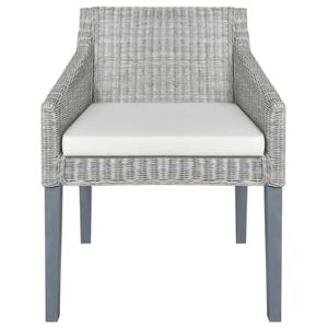 Scaun de bucatarie vidaXL, cu perna, 1 buc., 60 x 60 x 79 cm, Lemn/Ratan, Gri