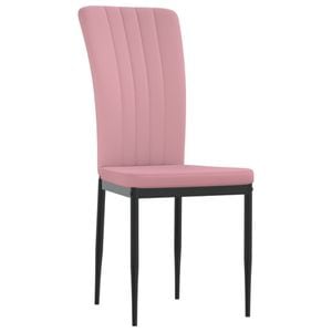 Scaune de bucatarie vidaXL, 1 buc., 42 x 57.5 x 95 cm, Metal/Catifea, Roz