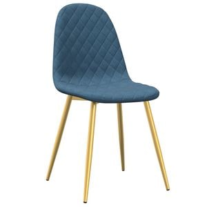 Scaune de bucatarie vidaXL, 4 buc., 45 x 53.5 x 83 cm, Metal/Catifea, Albastru