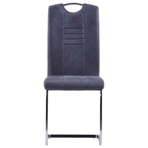 Scaune de bucatarie tip consola vidaXL, 6 buc., 42 x 52 x 100 cm, Lemn/Textil, Gri