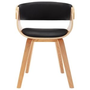 Scaune de bucatarie vidaXL, 4 buc., 53 x 52 x 70 cm, Lemn/Piele ecologica, Negru