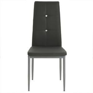 Scaune de sufragerie vidaXL, 6 buc., 43 x 43.5 x 96 cm, Lemn/Piele ecologica, Gri