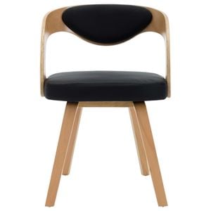 Scaunde de bucatarie, 6 buc., 53 x 54 x 77 cm, Lemn/Piele ecologica, Negru