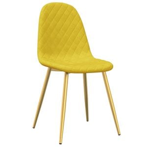 Scaune de bucatarie vidaXL, 4 buc., 45 x 53.5 x 83 cm, Metal/Catifea, Galben