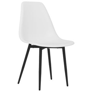 Scaune de bucatarie vidaXL, 6 buc., 46 x 52 x 84 cm, Metal/Polipropilena, Alb