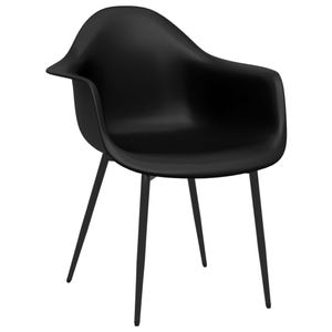 Scaune de bucatarie vidaXL, 6 buc., 64 x 59 x 84 cm, Metal/Polipropilena, Negru