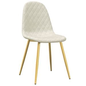 Scaune de bucatarie vidaXL, 6 buc., 45 x 53.5 x 83 cm, Metal/Catifea, Crem