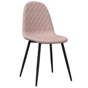 Scaune de sufragerie vidaXL, 6 buc., 45 x 53.5 x 83 cm, Metal/Catifea, Roz