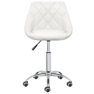 Scaune de bucatarie pivotante vidaXL, 4 buc., 46 x 44 x 67.5 cm, Metal/Piele ecologica, Alb