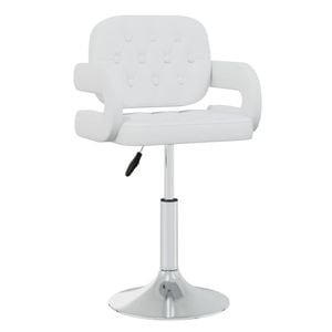 Scaune de bucatarie pivotante vidaXL, 4 buc., 58 x 50 x 93-108 cm, Otel/Piele ecologica, Alb