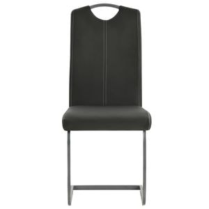 Scaune de bucatarie tip consola vidaXL, 2 buc., 43 x 55 x 100 cm, Metal/Piele ecologica, Gri