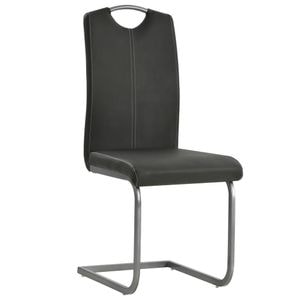 Scaune de bucatarie tip consola vidaXL, 6 buc., 43 x 55 x 100 cm, Metal/Piele ecologica, Gri