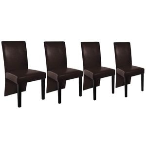 Scaune de sufragerie vidaXL, 4 buc., 43 x 53 x 93 cm, Lemn/Bumbac,Poliester, Maro