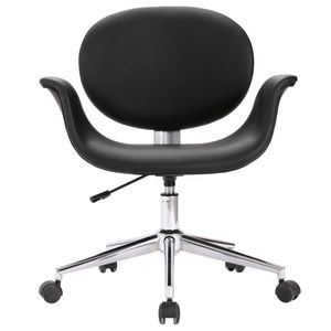 Scaune de bucatarie pivotante vidaXL, 4 buc., 67 x 62 x 80 cm, Metal/Piele ecologica, Negru