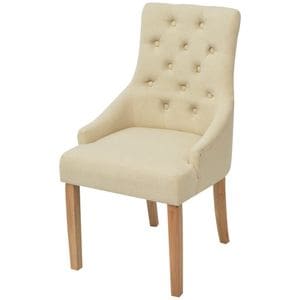 Scaune de bucatarie vidaXL, 2 buc., 52 x 60 x 95.5 cm, Lemn/Textil, Crem