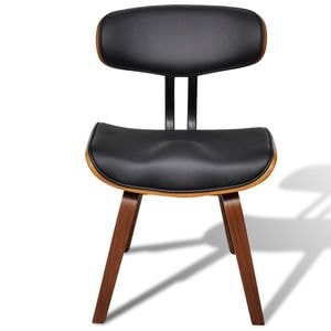 Scaune de sufragerie vidaXL, 6 buc., 51.5 x 54 x 78 cm, Lemn/Bumbac,Poliester, Negru