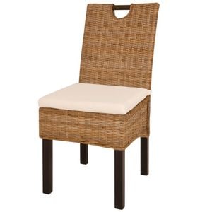 Scaun de bucatarie vidaXL, 4 buc., 46 x 57 x 96 cm, Lemn/Textil, Maro