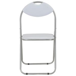 Scaune de bucatarie pliabile vidaXL, 6 buc., 44 x 43 x 80.5 cm, Metal/Piele ecologica, Alb