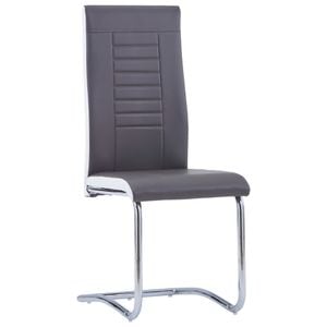 Scaune de bucatarie vidaXL, cantilever, 4 buc., 42 x 52.5 x 100 cm, Otel/Piele ecologica, Negru