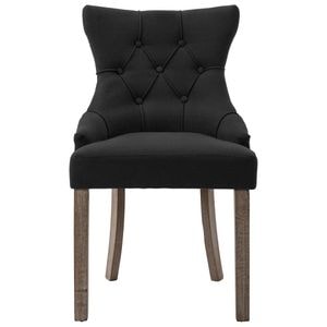 Scaune de sufragerie vidaXL, 6 buc., 53 x 65 x 91 cm, Lemn/Textil, Negru
