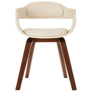 Scaun de masa vidaXL, 1 buc., 49 x 51 x 70 cm, Lemn/Piele ecologica, Alb