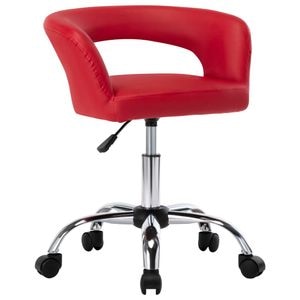 Scaune de bucatarie vidaXL, 2 buc., 54 x 54 x 62 cm, Otel/Piele ecologica, Rosu