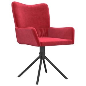 Scaune de bucatarie pivotante vidaXL, 1 buc., 55 x 56 x 85 cm, Metal/Catifea, Rosu