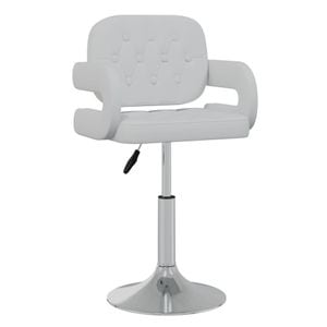 Scaune de bucatarie pivotante vidaXL, 2 buc., 58 x 50 x 73-88 cm, Otel/Piele ecologica, Alb