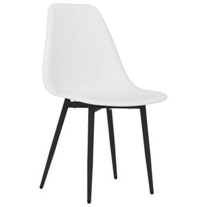 Scaune de bucatarie vidaXL, 2 buc., 46 x 52 x 84 cm, Metal/Polipropilena, Alb
