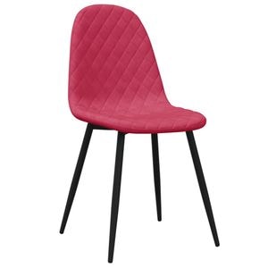 Scaune de bucatarie vidaXL, 2 buc., 45 x 53.5 x 83 cm, Metal/Catifea, Rosu