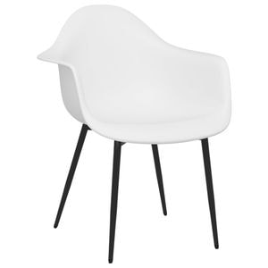 Scaune de bucatarie vidaXL, 6 buc., 64 x 59 x 84 cm, Metal/Polipropilena, Alb