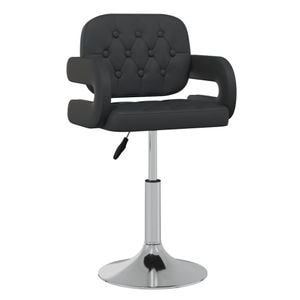 Scaune de bucatarie pivotante vidaXL, 4 buc., 58 x 50 x 73-88 cm, Otel/Piele ecologica, Negru