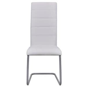 Scaune de bucatarie tip consola vidaXL, 6 buc., 41 x 52.5 x 102.5 cm, Otel/Piele ecologica, Alb