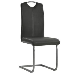 Scaune de bucatarie vidaXL, cantilever, 4 buc., 43 x 55 x 100 cm, Metal/Piele ecologica, Gri