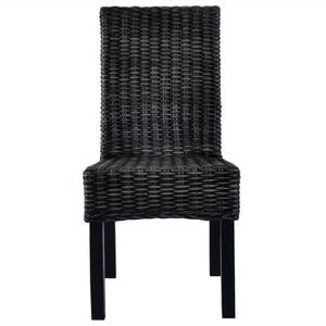 Scaune de bucatarie vidaXL, 2 buc., 46 x 61 x 93 cm, Lemn/Ratan, Negru