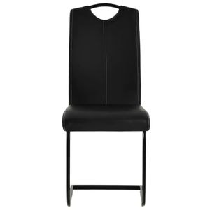 Scaune de bucatarie tip consola vidaXL, 6 buc., 43 x 55 x 100 cm, Metal/Piele ecologica, Negru