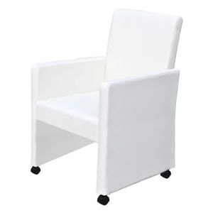 Scaune de bucatarie vidaXL, 2 buc., 58.5 x 65 x 88 cm, Lemn/Bumbac,Poliester, Alb