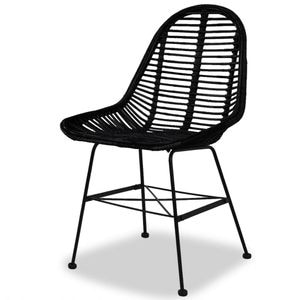Scaune de bucatarie vidaXL, 4 buc., 49 x 56 x 84 cm, Lemn/Ratan, Negru