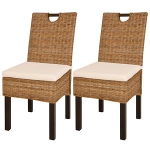 Scaune de bucatarie vidaXL, 2 buc., 46 x 57 x 96 cm, Lemn/Textil, Maro