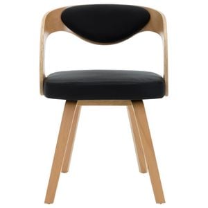 Scaune de bucatarie vidaXL, 2 buc., 53 x 54 x 77 cm, Lemn/Piele ecologica, Negru