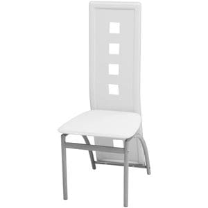 Scaune de bucatarie vidaXL, 4 buc., 43 x 55.5 x 108 cm, Metal/Piele ecologica, Alb
