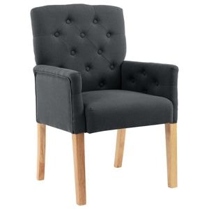 Scaun de bucatarie cu cotiere vidaXL, 1 buc., 61 x 66 x 95 cm, Lemn/Textil, Gri
