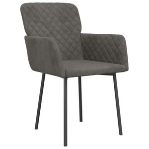 Scaune de bucatarie vidaXL, 2 buc., 51.5 x 61 x 78.5 cm, Metal/Catifea, Gri