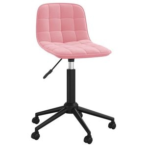 Scaune de bucatarie pivotante vidaXL, 2 buc., 42.5 x 45 x 69 cm, Otel/Catifea, Roz