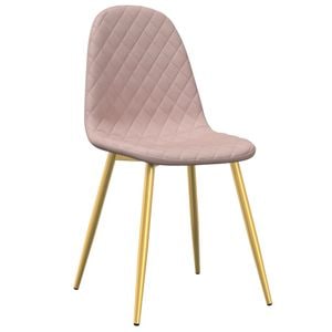 Scaune de bucatarie vidaXL, 4 buc., 45 x 53.5 x 83 cm, Metal/Catifea, Roz